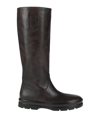 The Row Billie Tread-sole Leather Knee-length Boots In Dark Brown