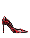 Dolce & Gabbana Printed Patent Leather Pumps In Red