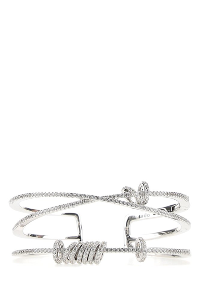 Apm Monaco Sliding Rings Embellished Cuff In Silver