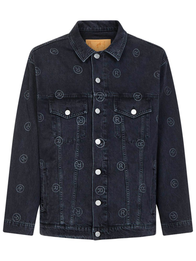 Martine Rose All-over Logo Denim Jacket In Black