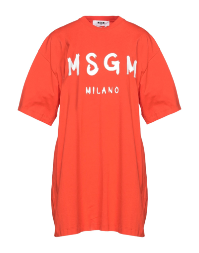 Msgm Short Dresses In Orange