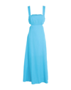 TOPSHOP TOPSHOP WOMAN MIDI DRESS TURQUOISE SIZE 14 POLYESTER, VISCOSE