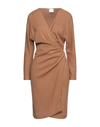 Merci .., Woman Midi Dress Camel Size 6 Viscose, Polyester, Nylon, Elastane In Beige