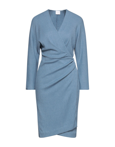 Merci .., Woman Midi Dress Sky Blue Size 6 Viscose, Polyester, Nylon, Elastane
