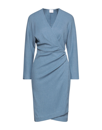 Merci .., Woman Midi Dress Sky Blue Size 6 Viscose, Polyester, Nylon, Elastane In Blue