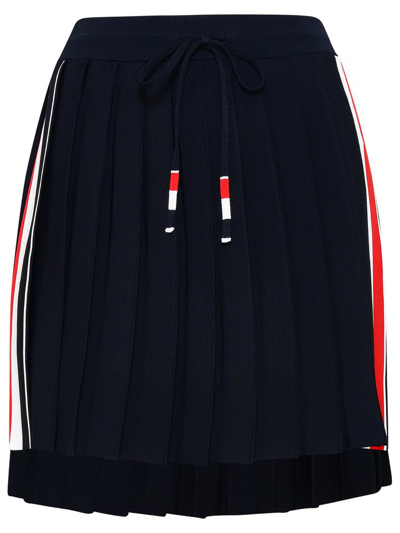 Thom Browne Rwb Pleated Mini Skirt In Navy