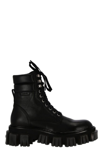 Amiri Exaggerated-sole Leather Combat Boots In Black