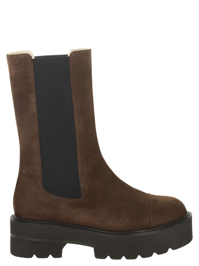 Stuart Weitzman Presley Ultralift Bootie - Ankle Boot With Elastic Side Panels In Brown