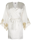 Gilda & Pearl Gina Lace-trim Silk Robe In White