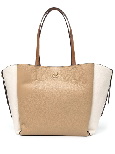 Michael Michael Kors Panelled Logo-plaque Tote Bag In Brown