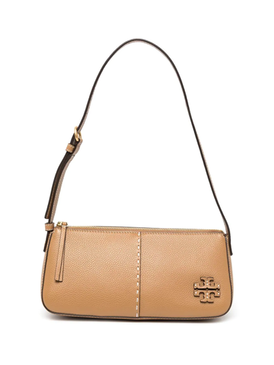 Tory Burch Mcgraw Wedge Leather Shoulder Bag In Beige