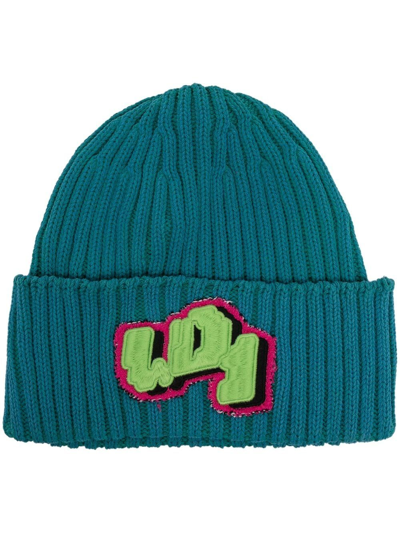 We11 Done Logo-patch Ribbed Hat In Blue