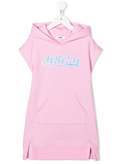 Msgm Kids' Logo-print Hoodie Dress In Pink