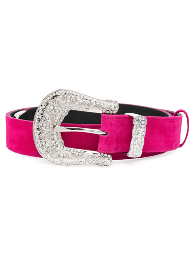 Alexandre Vauthier Embellished-buckle Leather Belt In Pink