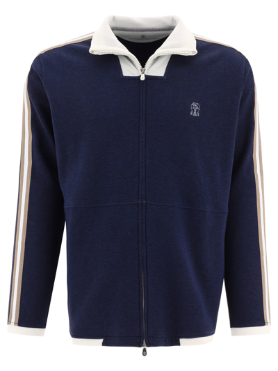 Brunello Cucinelli Mens Blue Cotton Sweatshirt