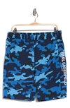 Karl Lagerfeld Perforated-side Active Shorts In Blue Camo