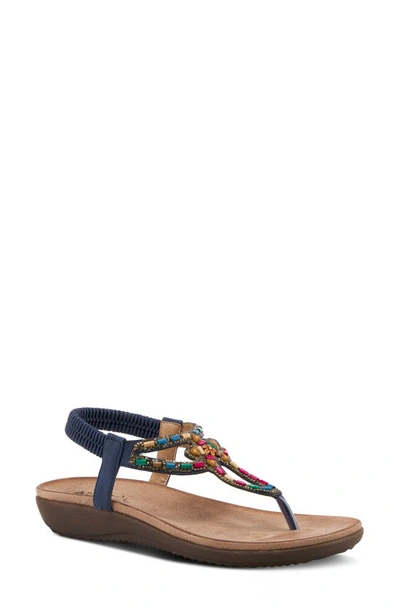 Spring Step Crema Beaded Thong Sandal In Navy