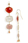 Gas Bijoux Linear Drop Earrings In Pink Mix