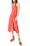 Free People Francesca Cotton & Linen Midi Dress In Red
