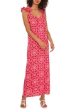 Vince Camuto Womens Printed Viscose Maxi Dress In Berry Pink