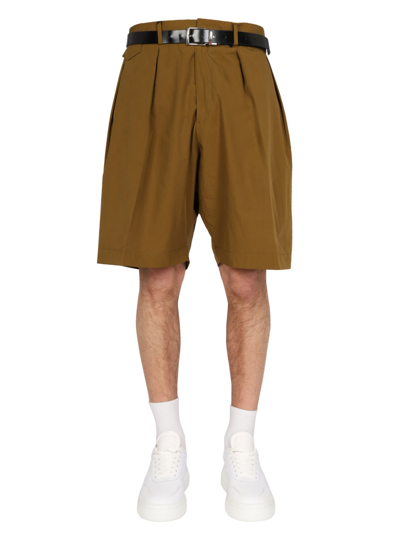 Paul Smith Cotton Bermuda Shorts In Military Green