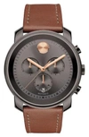 Movado 'BOLD' CHRONOGRAPH LEATHER STRAP WATCH, 44MM,3600421