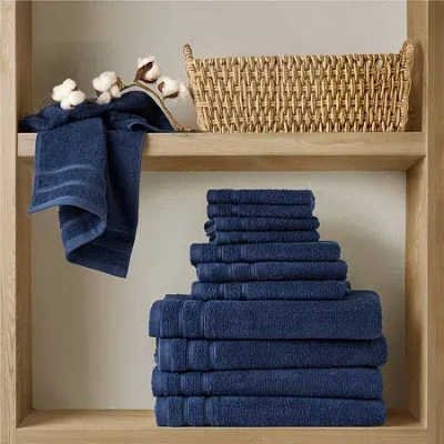 510 Design 100% Cotton Quick Dry Bath Towel Set In Blue
