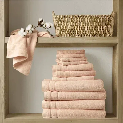 510 Design 100% Cotton Quick Dry Bath Towel Set In Pink