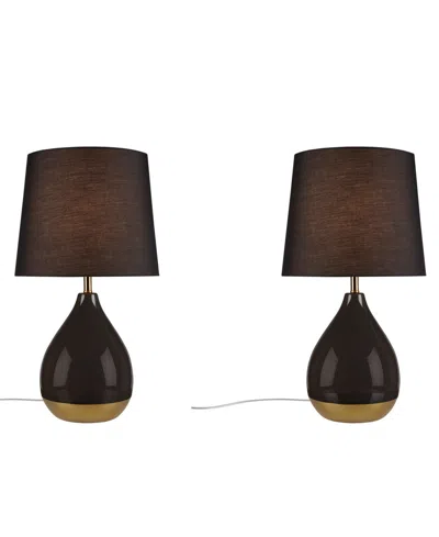 510 Design 2-tone Ceramic Table Lamp Set Of 2 In Black,gold