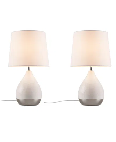 510 Design 2-tone Ceramic Table Lamp Set Of 2 In White,silv