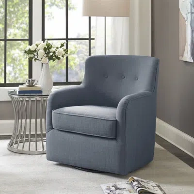 510 Design Adele Tufted Swivel Armchair In Blue