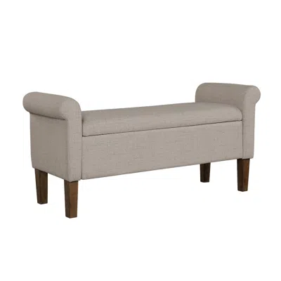 510 Design Aubrey Upholstered Storage Bench, Cream Color In Gray