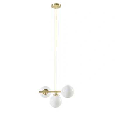510 Design Aurelia 3-light Chandelier With Frosted Glass Globe Bulbs In Gold