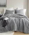510 Design Avril Fluffy Ribbed Plush 3-pc. Comforter Set, King/california King In Gray