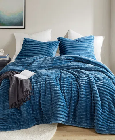 510 Design Avril Fluffy Ribbed Plush 3-pc. Comforter Set, King/california King In Blue