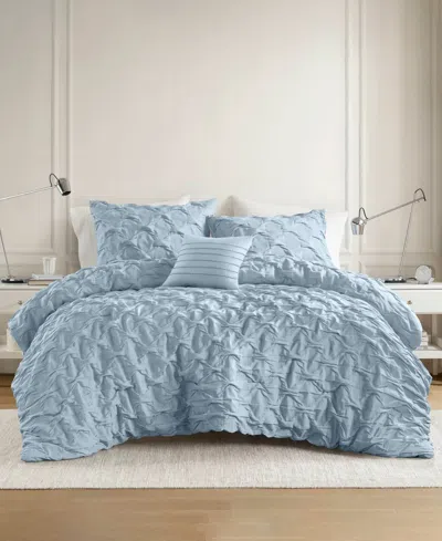 510 Design Bailey Diamond Pucker Woven 4-pc. Comforter Set, Full/queen In Blue