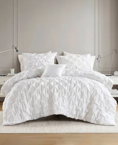 510 Design Bailey Diamond Pucker Woven 4-pc. Comforter Set, King/california King In White