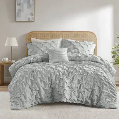 510 Design Bailey Diamond Pucker Woven Comforter Set In Gray