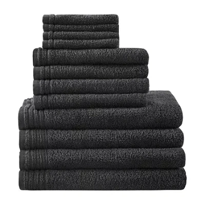 510 Design Big Bundle 12-pc. Quick Dry Solid Bath Towel Set In Black