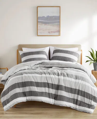 510 DESIGN BLAKE STRIPE TEXTURED PRINT 3-PC. COMFORTER SET, FULL/QUEEN