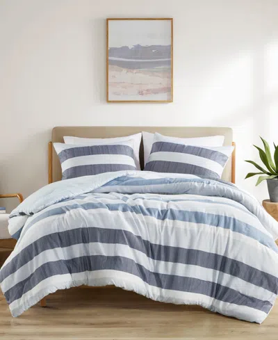 510 Design Blake Stripe Textured Print 3-pc. Comforter Set, King/california King In Black,gray