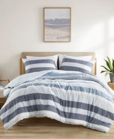 510 Design Blake Stripe Textured Print Comforter Set In Black,gray