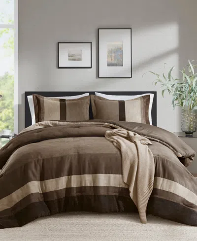 510 Design Boulder Stripe Micro Suede 3-pc. Comforter Set, King/california King In Green