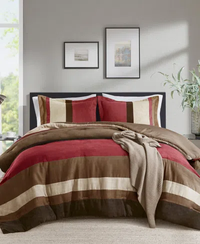 510 DESIGN BOULDER STRIPE MICRO SUEDE 3-PC. COMFORTER SET, FULL/QUEEN