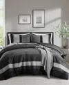 510 Design Boulder Stripe Micro Suede 3-pc. Comforter Set, King/california King In Black
