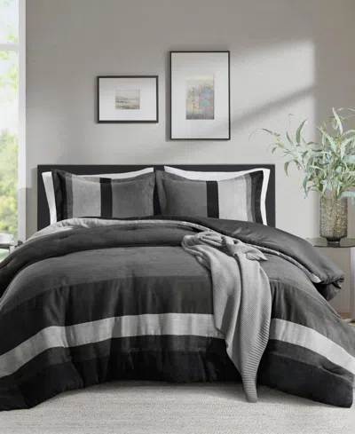 510 Design Boulder Stripe Micro Suede 3-pc. Comforter Set, King/california King In Black