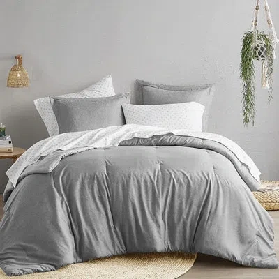 510 Design Camden Chambray Print Microfiber Comforter Set With Bed Sheets In Gray