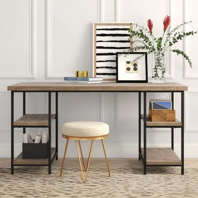 510 Design Cirque Metal Frame Shelved Desk In Gray
