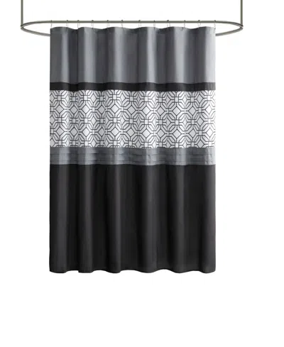 510 Design Donnell Embroidered Shower Curtain, 72" X 72" In Black,grey