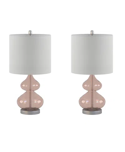 510 Design Ellipse Curved Glass Table Lamp, Set Of 2 In Pink